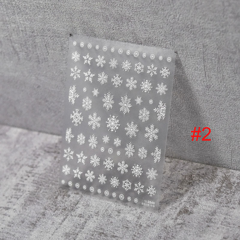 white snow nail art stickers, nail decals