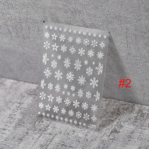 white snow nail art stickers, nail decals