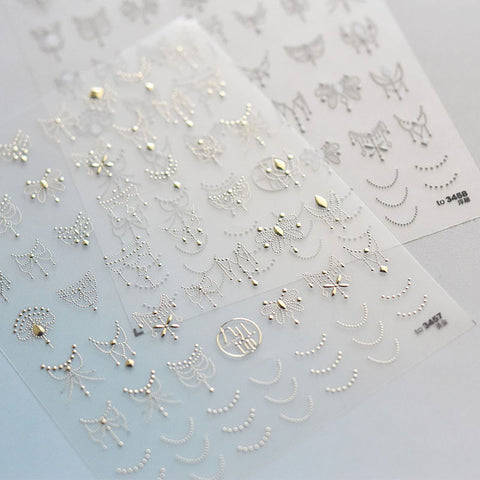 Gold/Silver Dainty Butterfly And Flower Stickers, Gold/Silver Chain Nail Stickers, Nail Decals, Aesthetic Nail Decals, DIY Nails