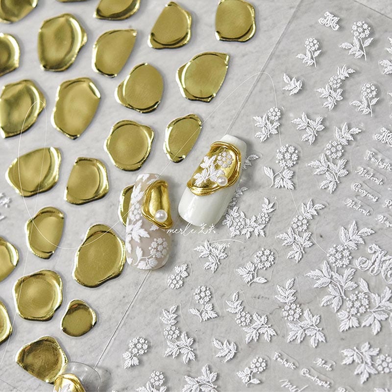 gold stamp nail decals