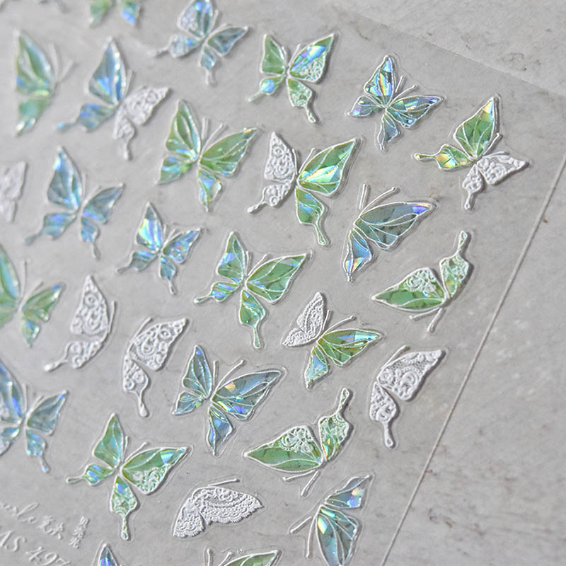 shiny butterfly nail decal art