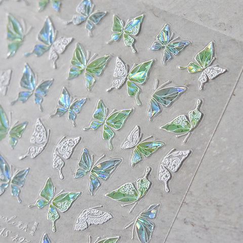shiny butterfly nail decal art