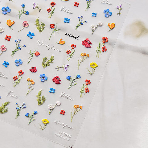 Vibrant Flower Nail Stickers - Close-up of applied design