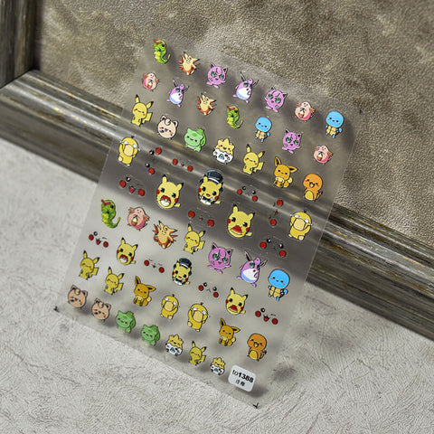 Pokémon Nail Stickers Collection - Pikachu, Charmander, Squirtle, and More!