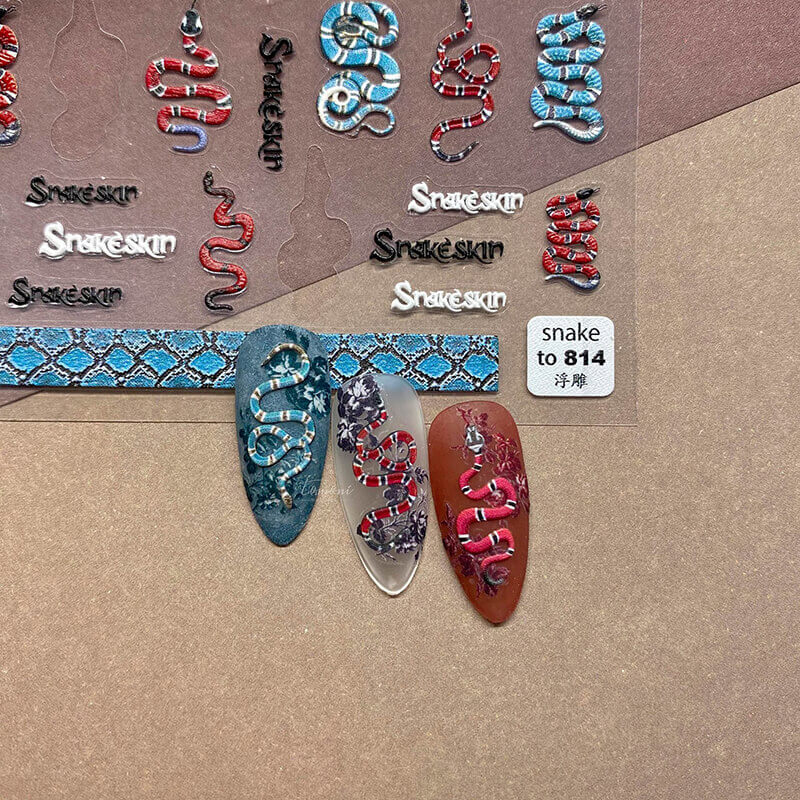 Embossed Snake Nail Stickers