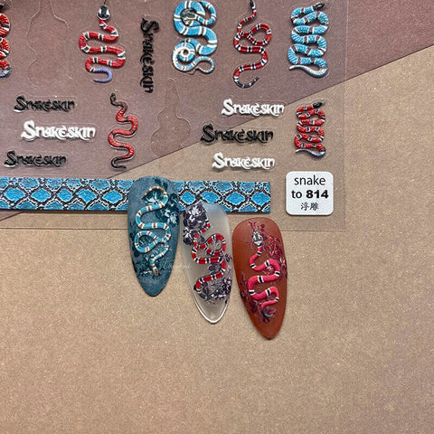 Embossed Snake Nail Stickers
