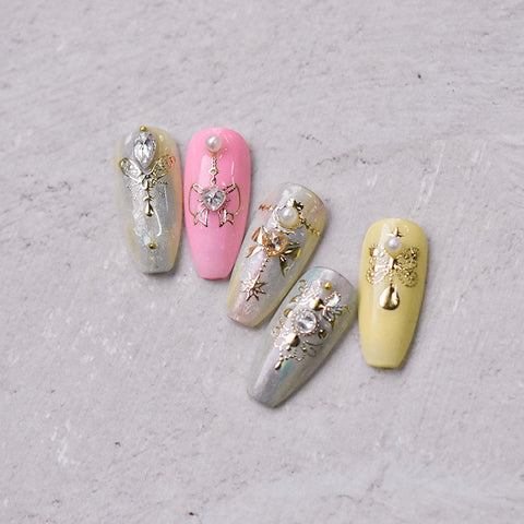 Gold&Silver Nail Stickers, Bowknot & Butterfly Pattern Nail Stickers, Gold Nail Decals, DIY Nails, Aesthetic Nail Stickers