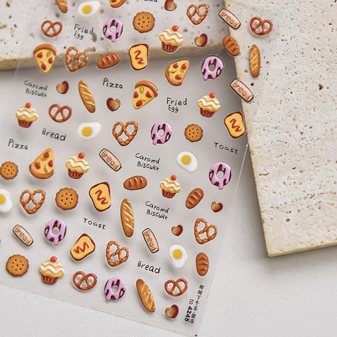 Cute Bread And Dessert Nail Stickers, Cute Nail Decals-to4244-to4245