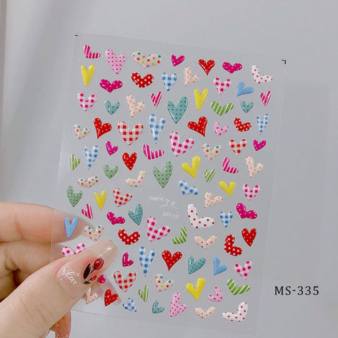 Kawaii Heart Nail Decals, Heart Nail Stickers, Jelly-Style Nails, Adhesive Nail Decals, Heart Nail Art, Nail Decal Art, DIY Nails - [Nail Stickers]