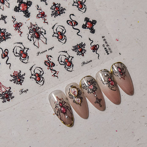 Spider Nail Stickers, Halloween Nail Stickers, Spider And Cross Nail Stickers, Scary Halloween Nail Decals, Spider Nail Decals, DIY Nails