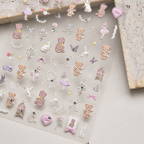 Cute Bear And Girl Nail Stickers-to4067-to4068