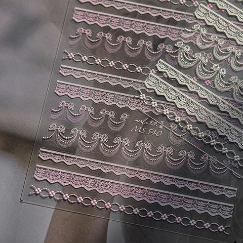 lace nail strip stickers, wedding nail design