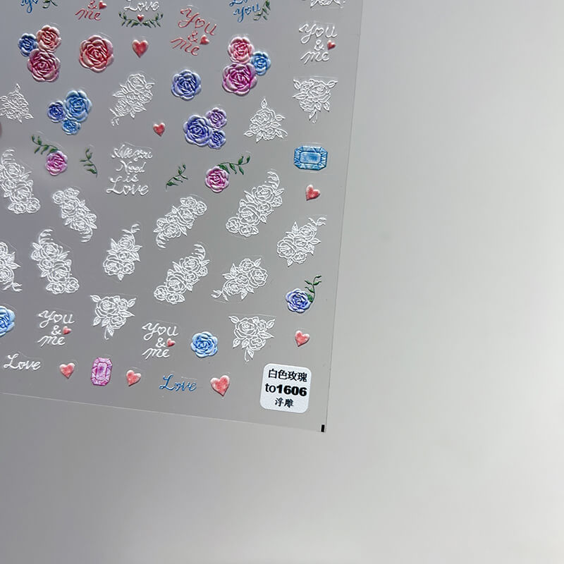 Flower And Diamond Nail Stickers, Flower Nail Decals, Dainty Nail Decals, Nail Designer Art, DIY Nails, 5D Nails