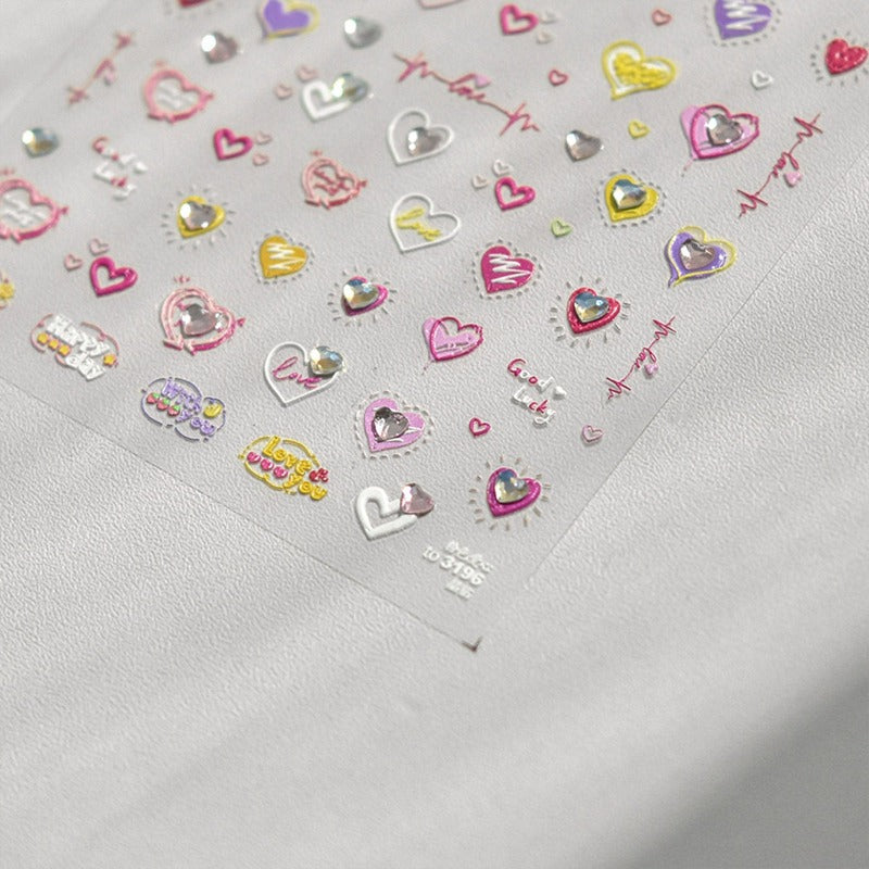 Kawaii heart nail sticker