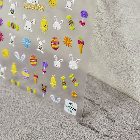 Cute Rabbit Nail Stickers, Kawaii Nail Decals, Nail Decal Art, 3D Nail Stickers, 5D Nails, DIY Nails