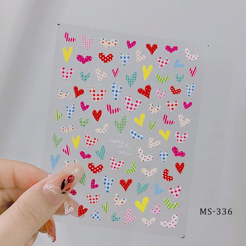Kawaii Heart Nail Decals, Heart Nail Stickers, Jelly-Style Nails, Adhesive Nail Decals, Heart Nail Art, Nail Decal Art, DIY Nails - [Nail Stickers]