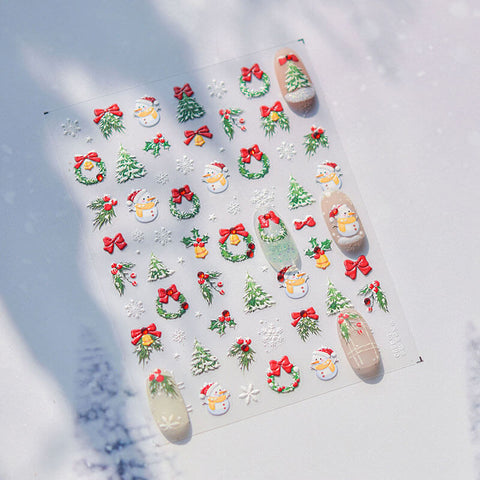 Christmas Tree Nail Stickers, Snowman Nail Stickers, Winter Nail Decals, Christmas Stickers, Winter Nail Art, Snowman Nail Decals, DIY Nails