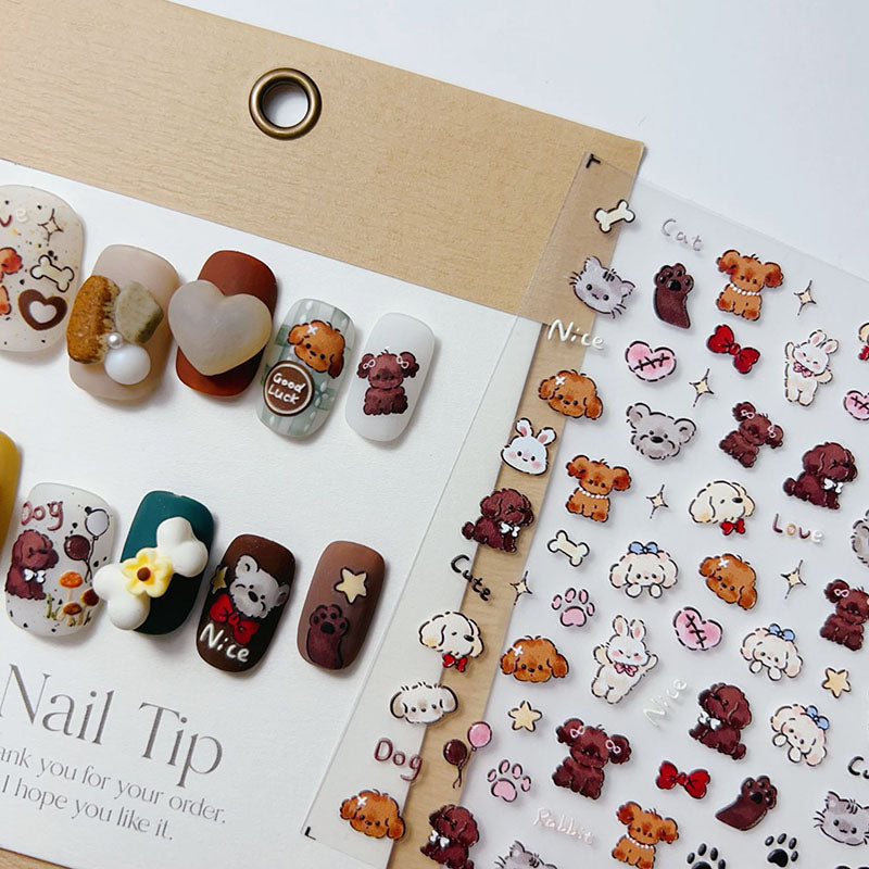 cute dog nail sticker, kawaii nail decals