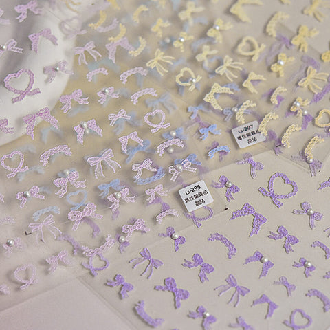 Lace Bowknot Nail Stickers | Cute and Delicate | Multi-Color Options
