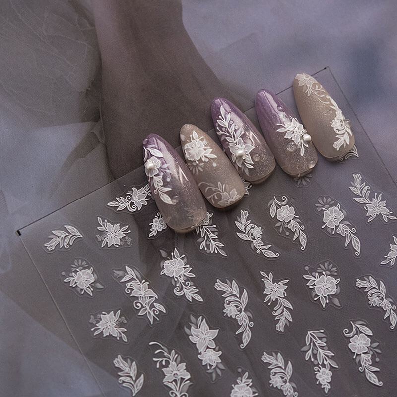 white flower nail stickers