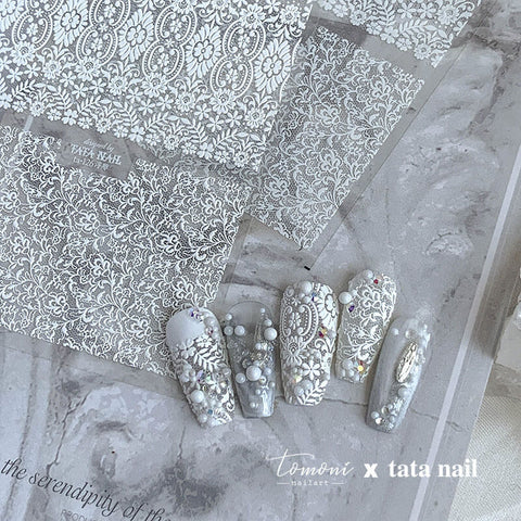 Lace Nail Wraps, Lace Nail Stickers, Flower Pattern Nail Decals, Embossed Nail Stickers, DIY Nails