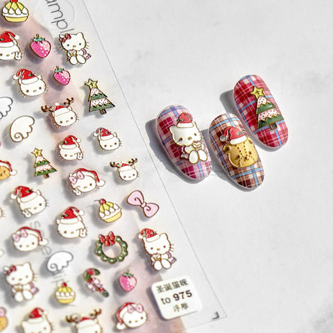 hello kitty christmas nail design