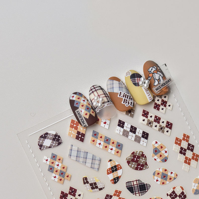 winter gingham nail wrap
