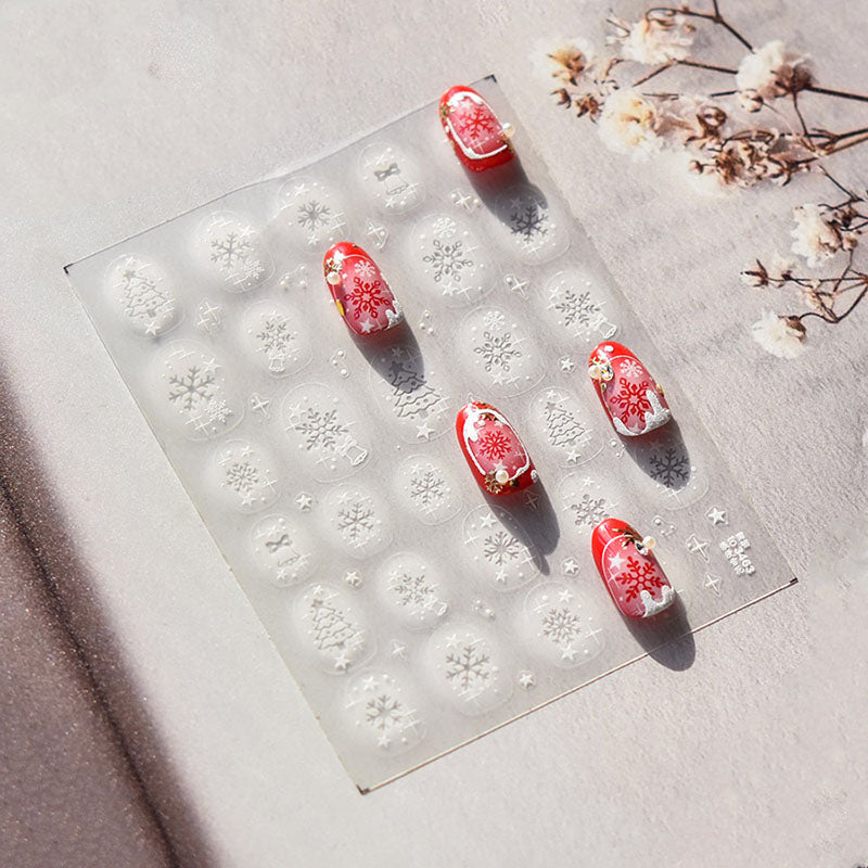 winter snow nail design, nail sticker decal