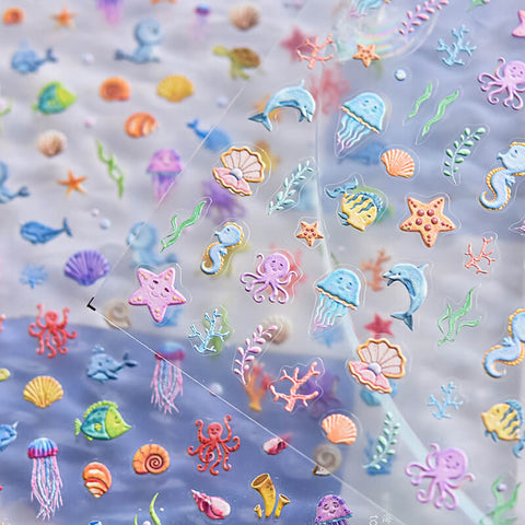 Ocean World Nail Stickers, Summer Nail Stickers, Summer Nail Decals, Shell And Whale Nail Stickers, Sumemr Nail Design, DIY Nails