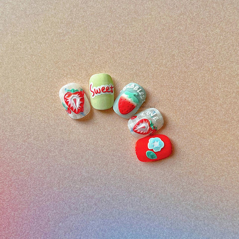 cute strawberrry nail design