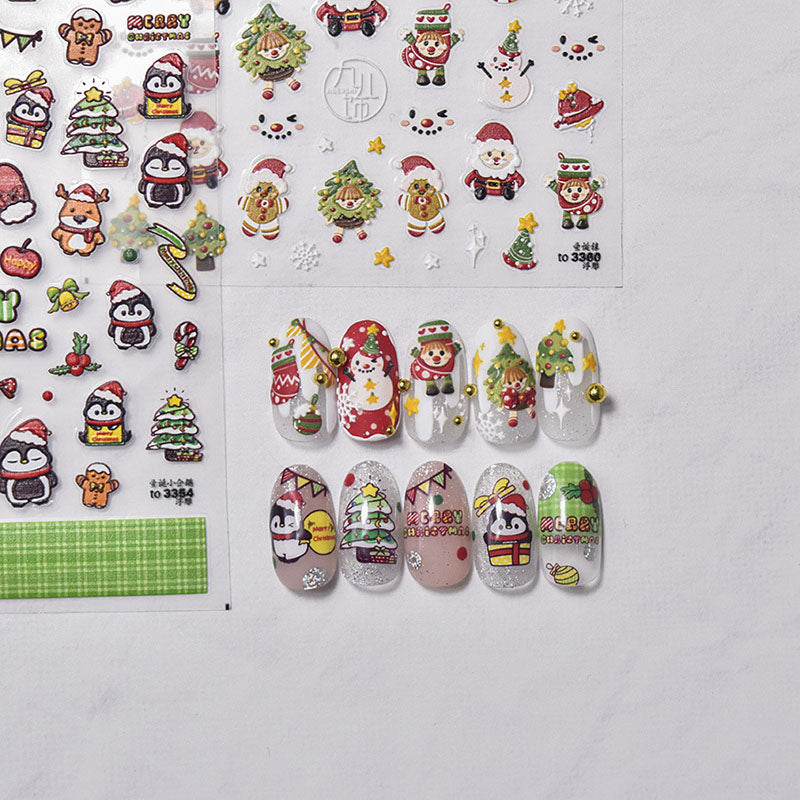 cute cartoon christmas nail designs