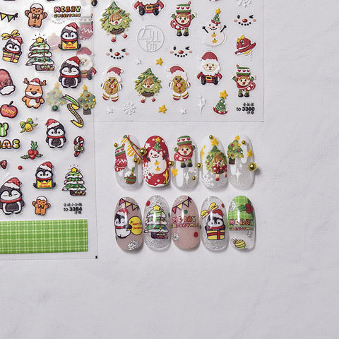 cute cartoon christmas nail designs