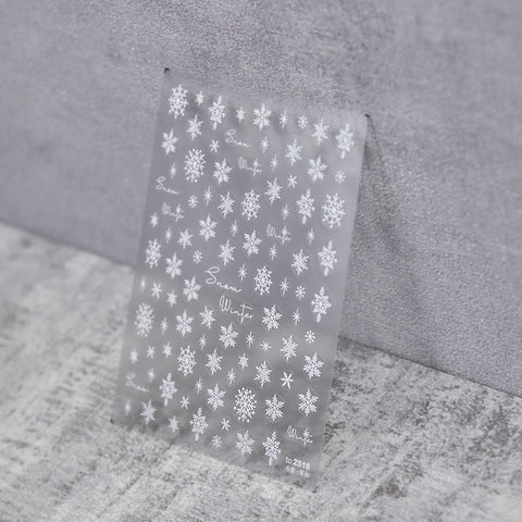 embossed white snow nail sticker