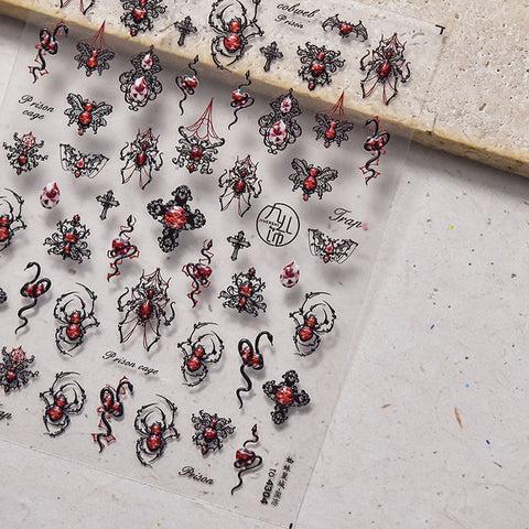 Spider Nail Stickers, Halloween Nail Stickers, Spider And Cross Nail Stickers, Scary Halloween Nail Decals, Spider Nail Decals, DIY Nails