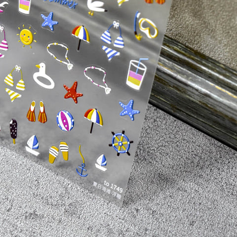 summer beach nail sticker