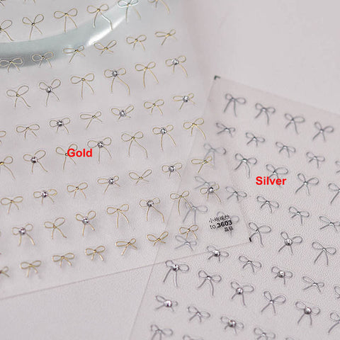 Gold/Silver Nail Stickers Nail Decals With Crystals
