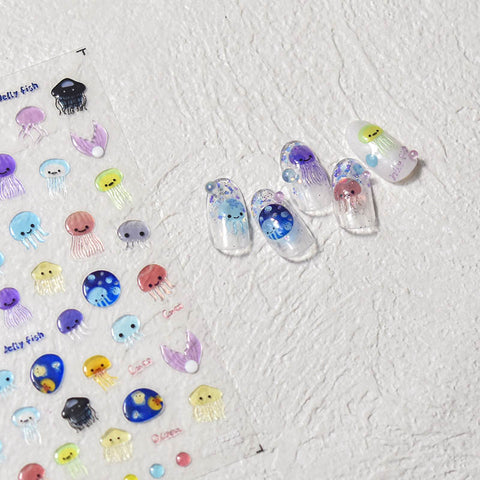 jelly fish nail charms, cute nail stickers