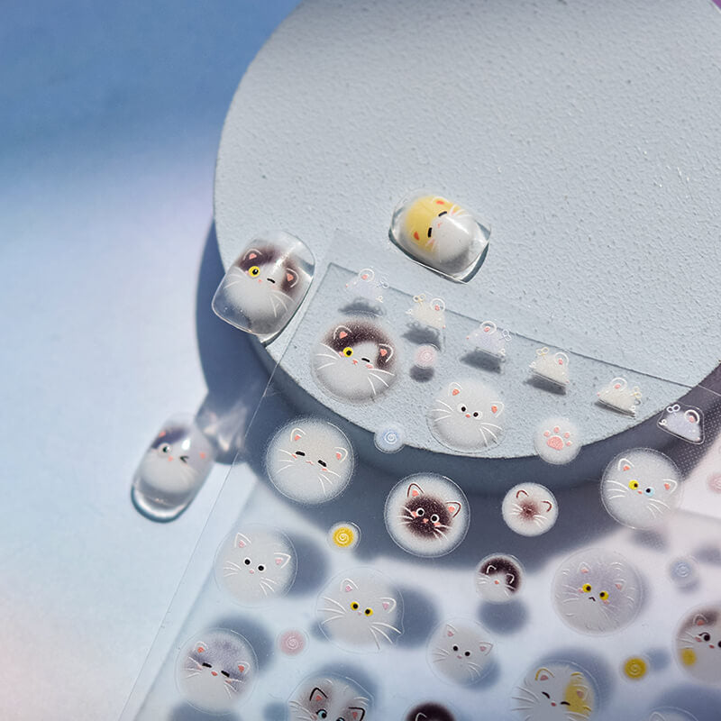 Adorable Cat Nail Stickers - Cute kitten design