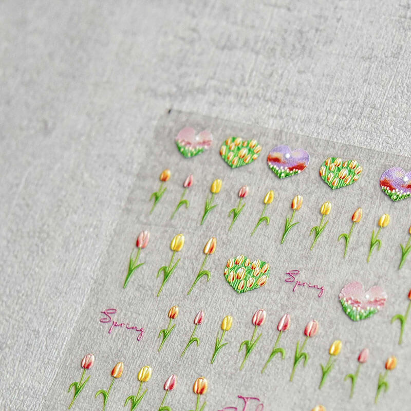 tulip flower nail stickers