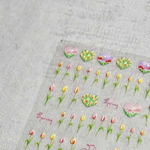 tulip flower nail stickers