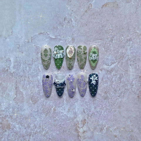 Embossed Flower Nail Stickers - Assorted Colors - MS244