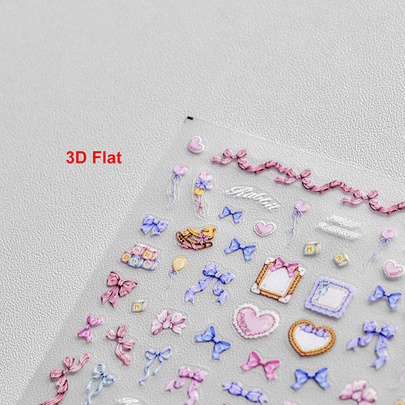 3d bowknot and heart nail sticker