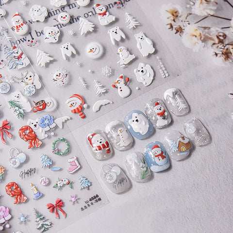 Winter Nail Stickers, Snowman Nail Stickers, Winter Nail Art Stickers, White Winter Nail Stickers, Snowman Nail Decals, Winter Manicure