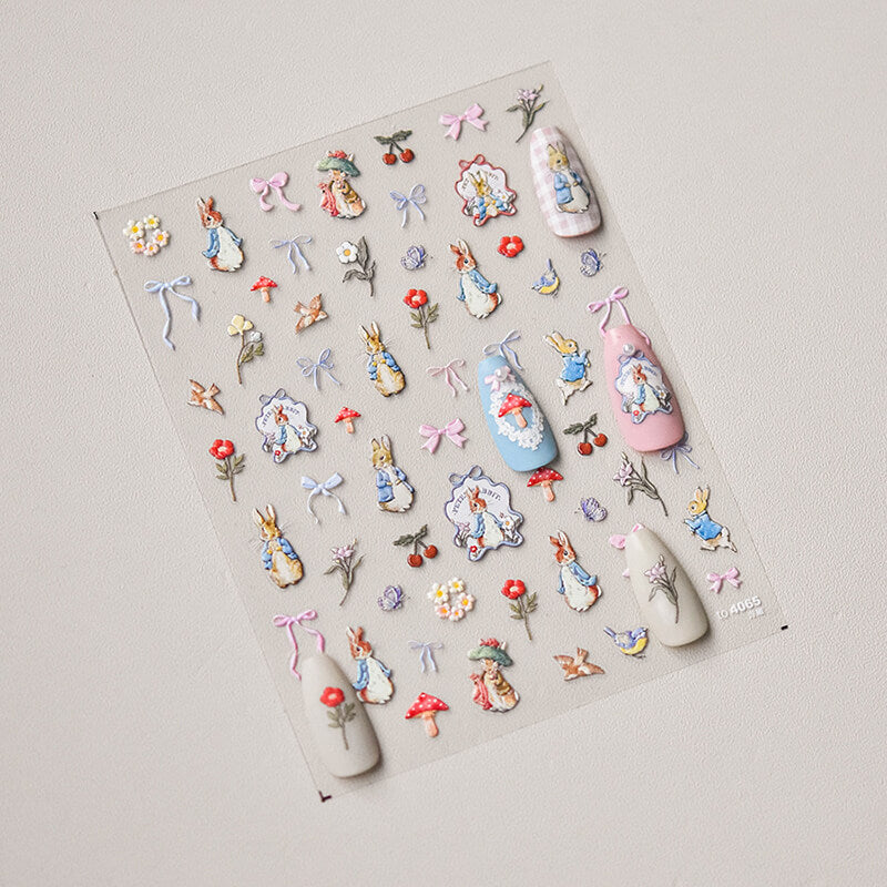 Cute Bunny And Mushroom Nail Stickers-to4065-to4066