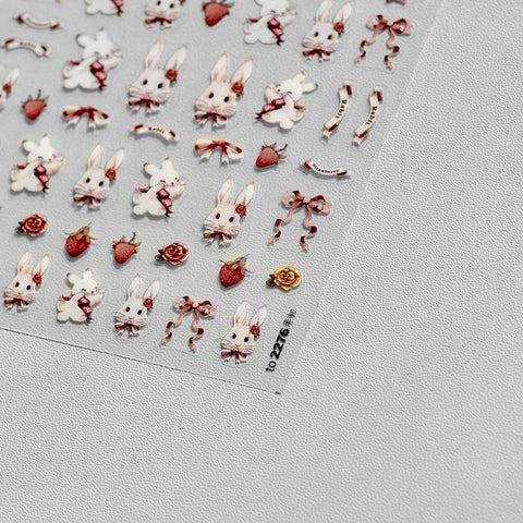 Nail Stickers, Bunny Nail Stickers, Rabbit Nail Decals,Nail Decal Art, 3D Nails, 5D Nails, DIY Nails