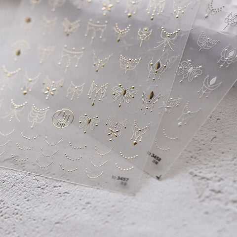 Gold/Silver Dainty Butterfly And Flower Stickers, Gold/Silver Chain Nail Stickers, Nail Decals, Aesthetic Nail Decals, DIY Nails