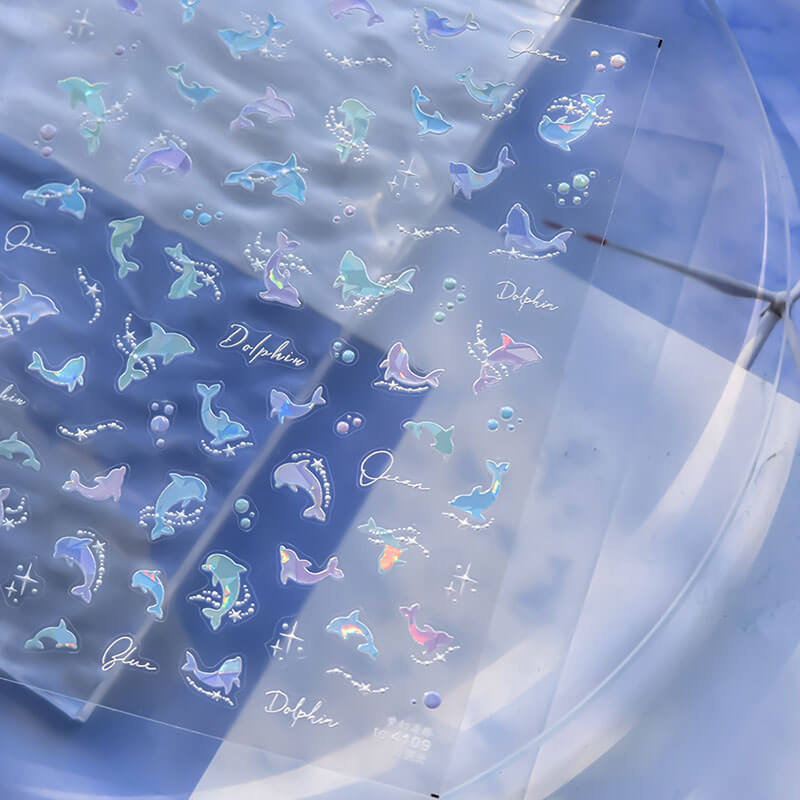 ocean dolphin nail stickers