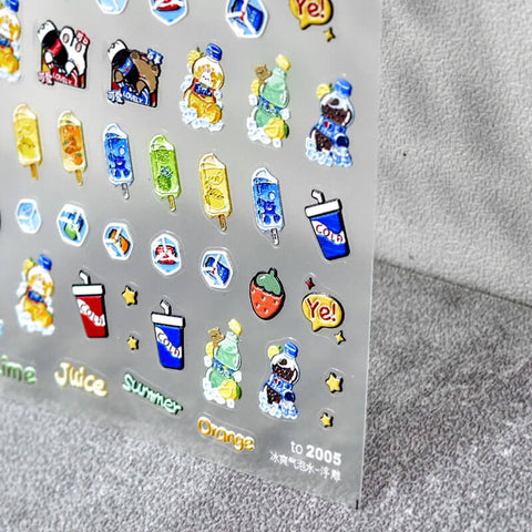 Summer Nail Stickers, Ice Cream Nail Decals, Summer Nail Decals, Kawaii Nail Decal Art, 3D Nails, 5D Nails, DIY Nails