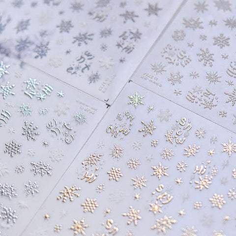 Winter Snowflake Nail Stickers, Gold&Silver Snowflake Nail Decals, Winter Nail Art Stickers