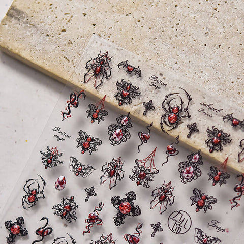 Spider Nail Stickers, Halloween Nail Stickers, Spider And Cross Nail Stickers, Scary Halloween Nail Decals, Spider Nail Decals, DIY Nails